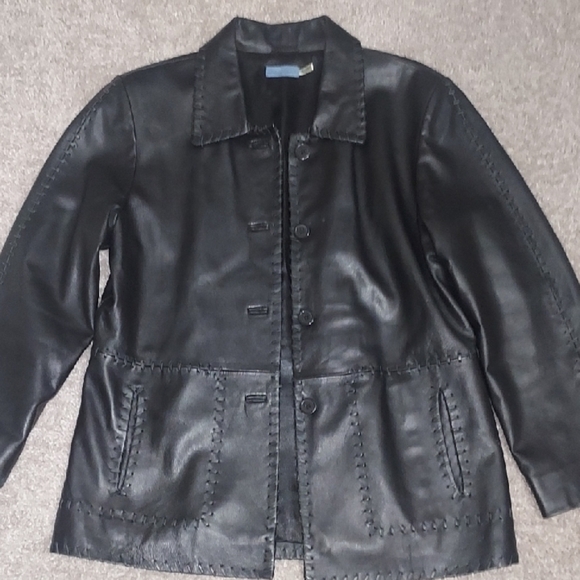 Vintage Black Leather Women's Jacket - Picture 1 of 8